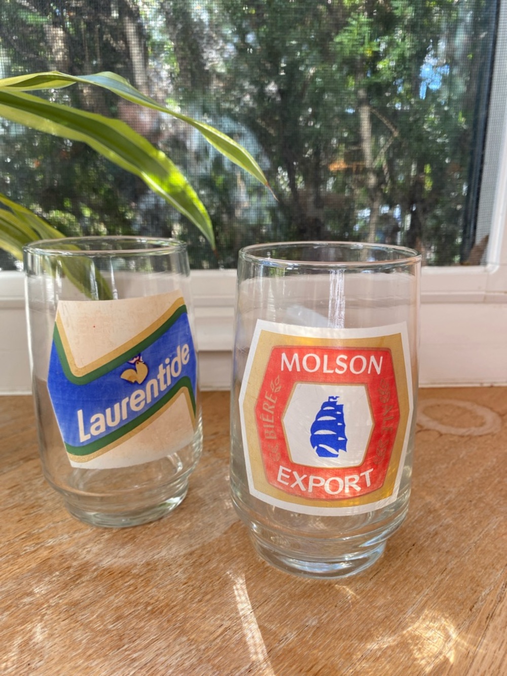 Laurentide & Molson Export Vintage Glasses - Blue, Red, Gold Labels